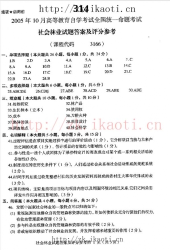 自考《03166社会林业》历年真题及答案