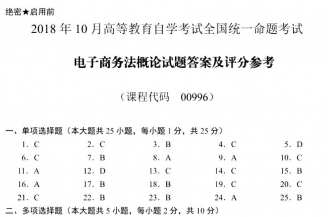 【必备】自考《00996电子商务法概论》历年真题及答案【更新至2024年4月】