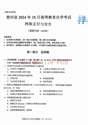 自考《14350网络支付与安全》(贵州)2024年10月真题及答案