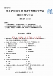 自考《13490动画剪辑与合成》(贵州)2024年10月真题及答案